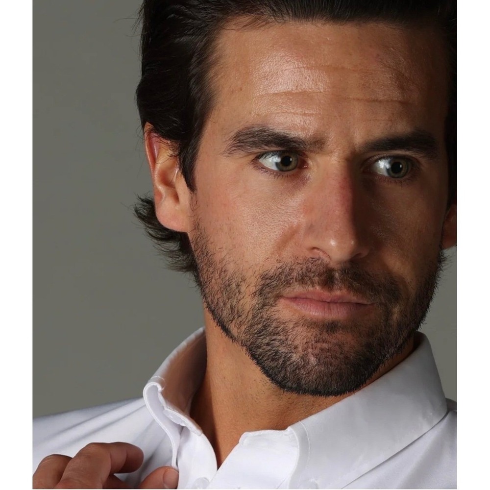Collars & Co Men Size Large Polo Shirt White Oxford Dress Collar Performance NWT - Picture 2 of 10